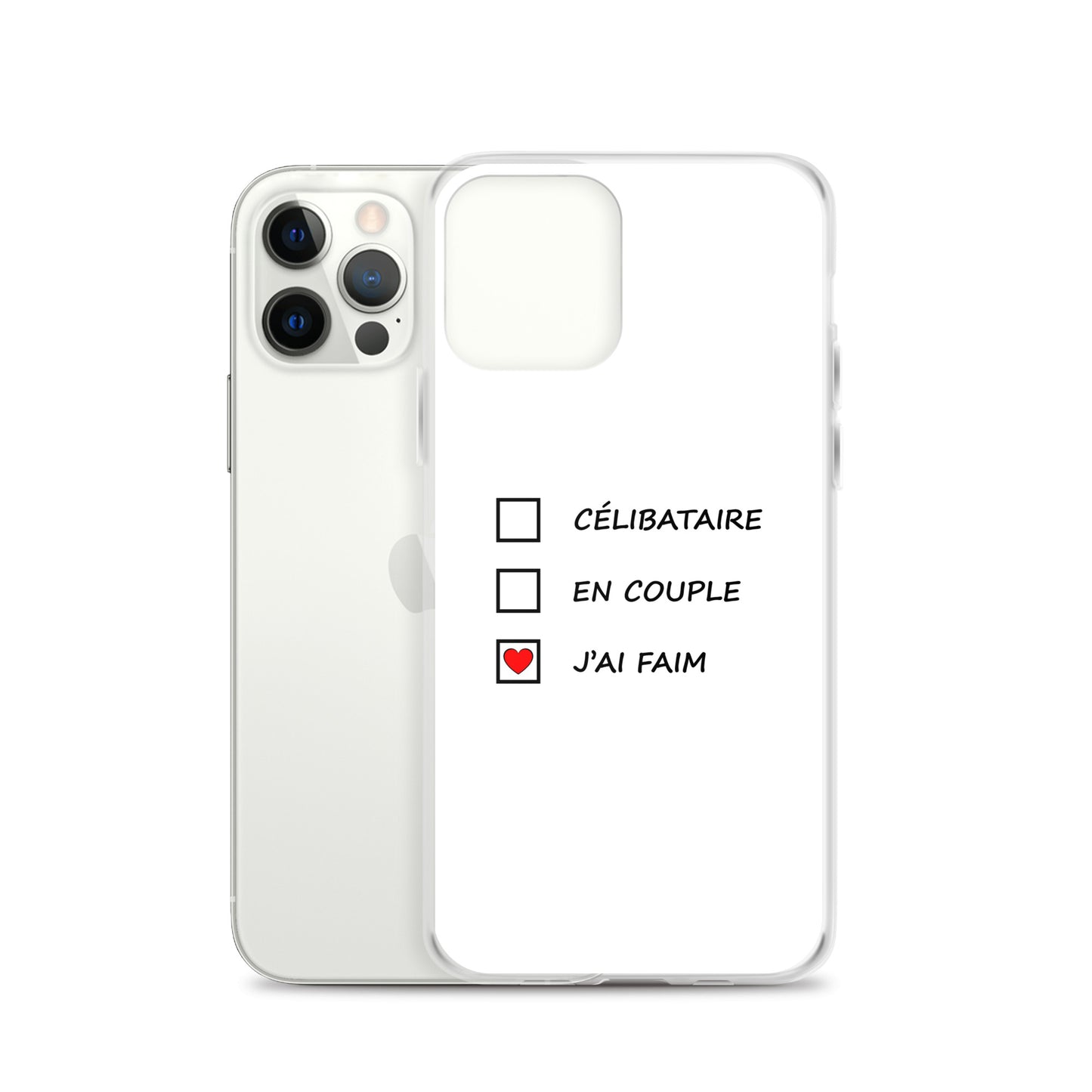 Coque iPhone Célibataire en couple j'ai faim cases à cocher - Sedurro