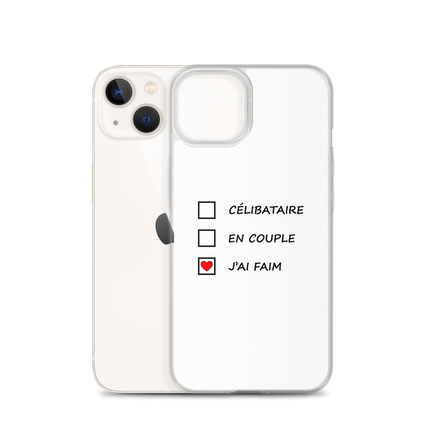 Coque iPhone Célibataire en couple j'ai faim cases à cocher - Sedurro