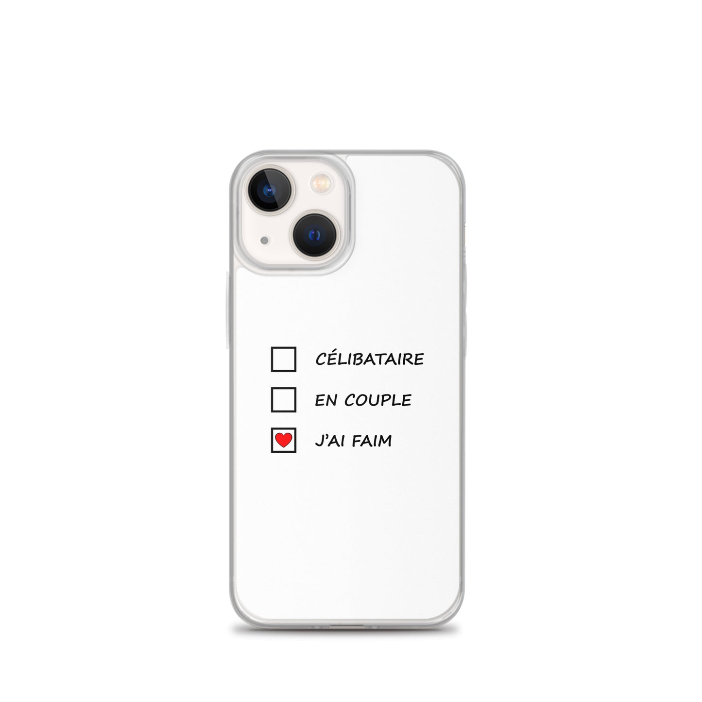 Coque iPhone Célibataire en couple j'ai faim cases à cocher iPhone 13 mini - Sedurro