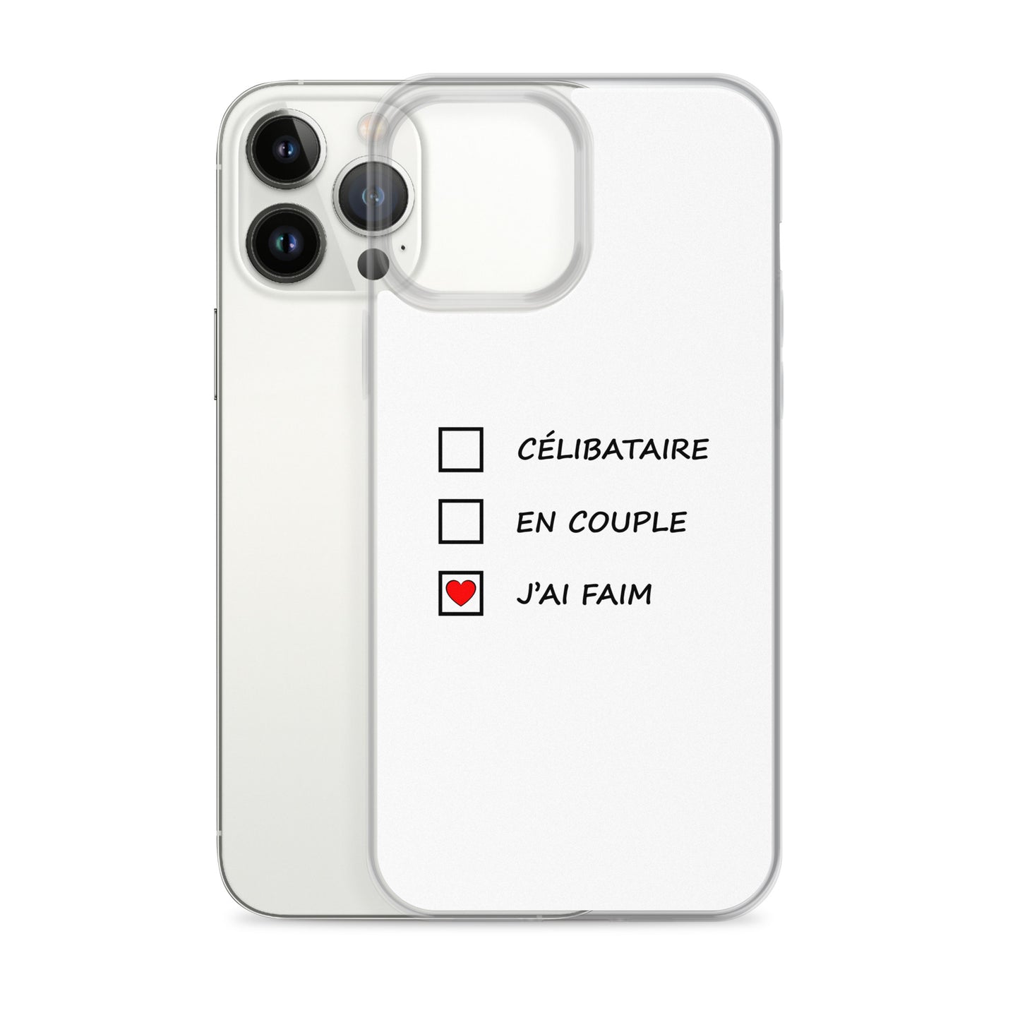 Coque iPhone Célibataire en couple j'ai faim cases à cocher - Sedurro
