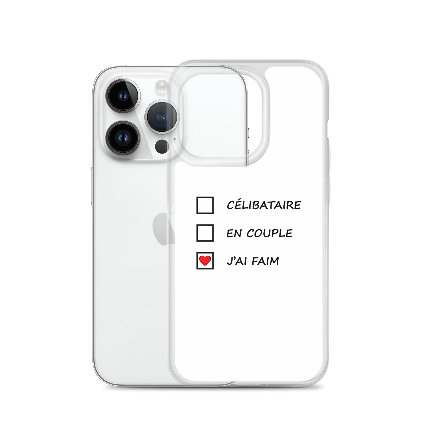 Coque iPhone Célibataire en couple j'ai faim cases à cocher - Sedurro