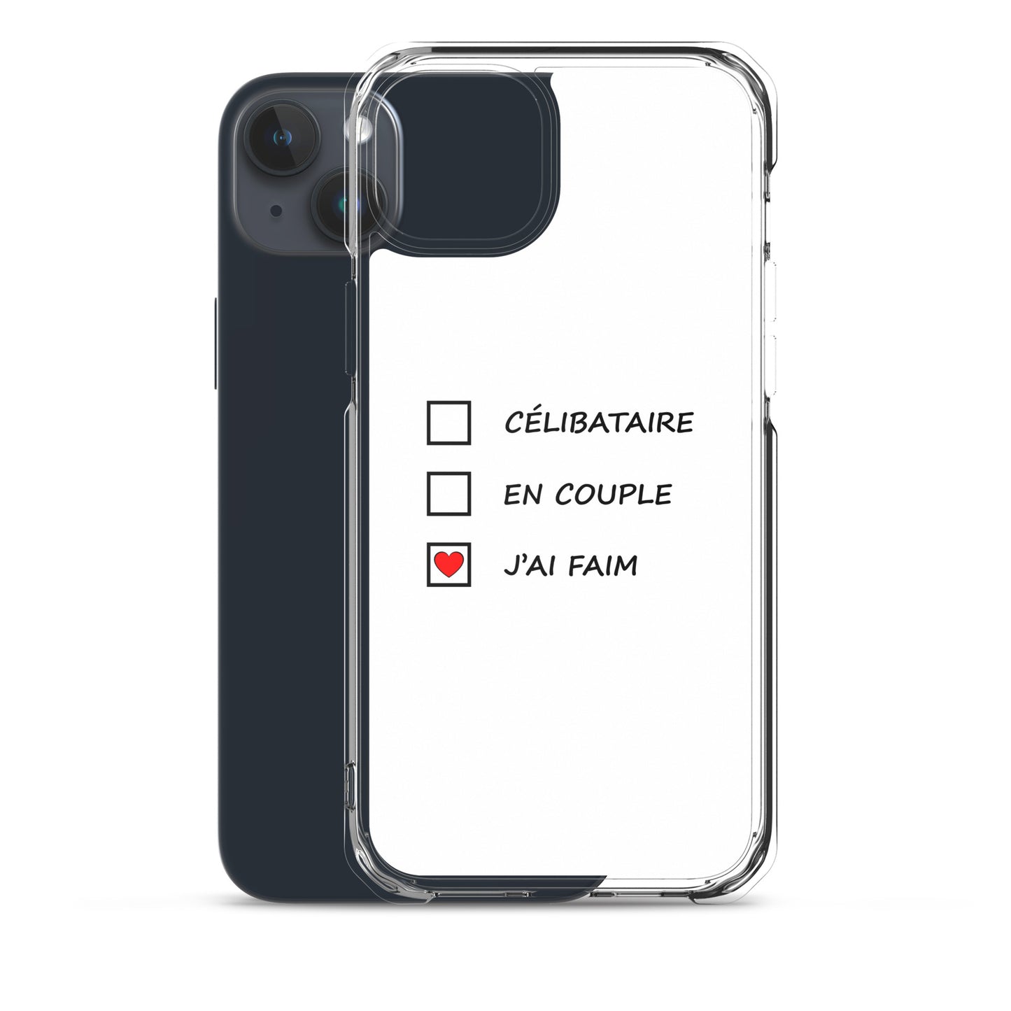 Coque iPhone Célibataire en couple j'ai faim cases à cocher - Sedurro