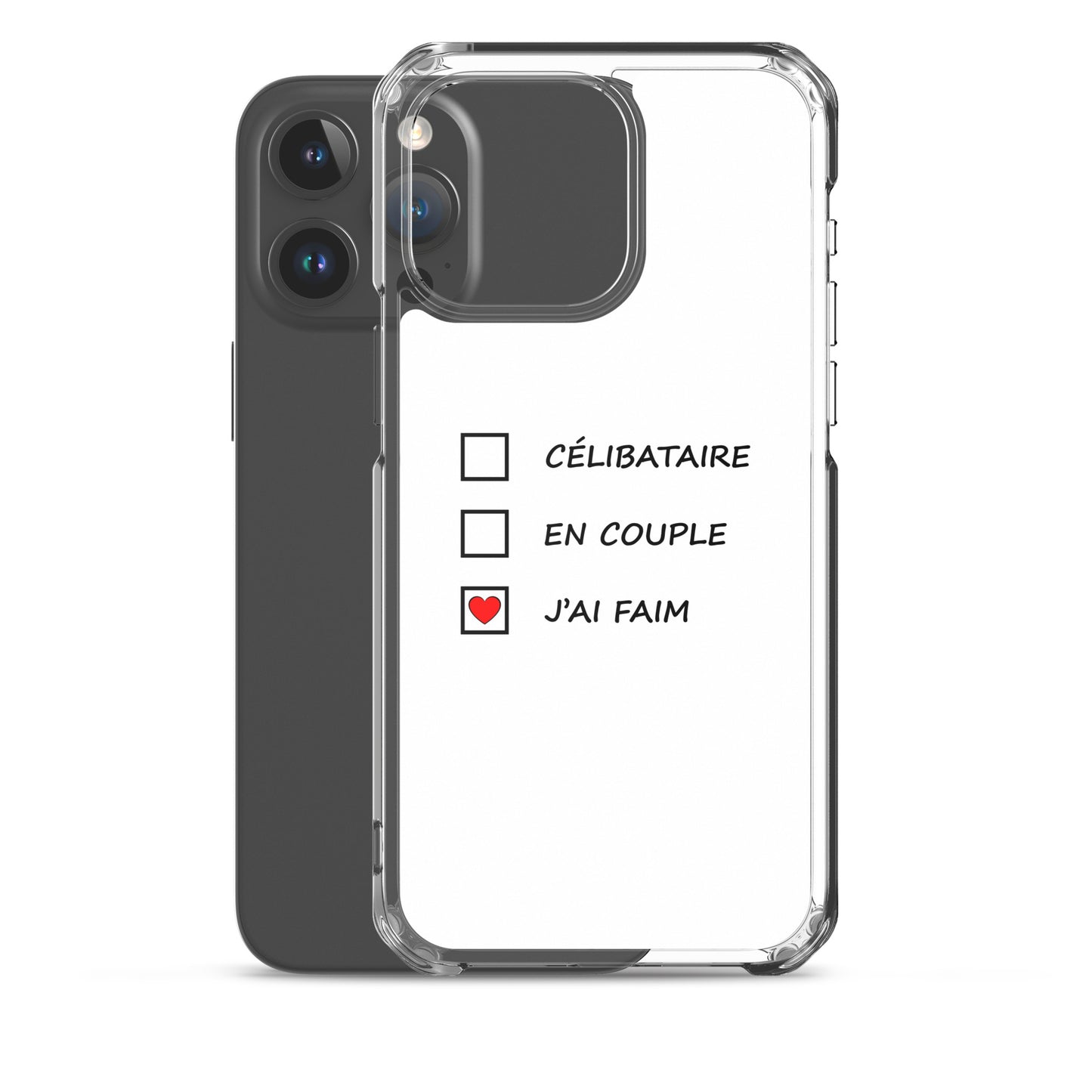 Coque iPhone Célibataire en couple j'ai faim cases à cocher - Sedurro
