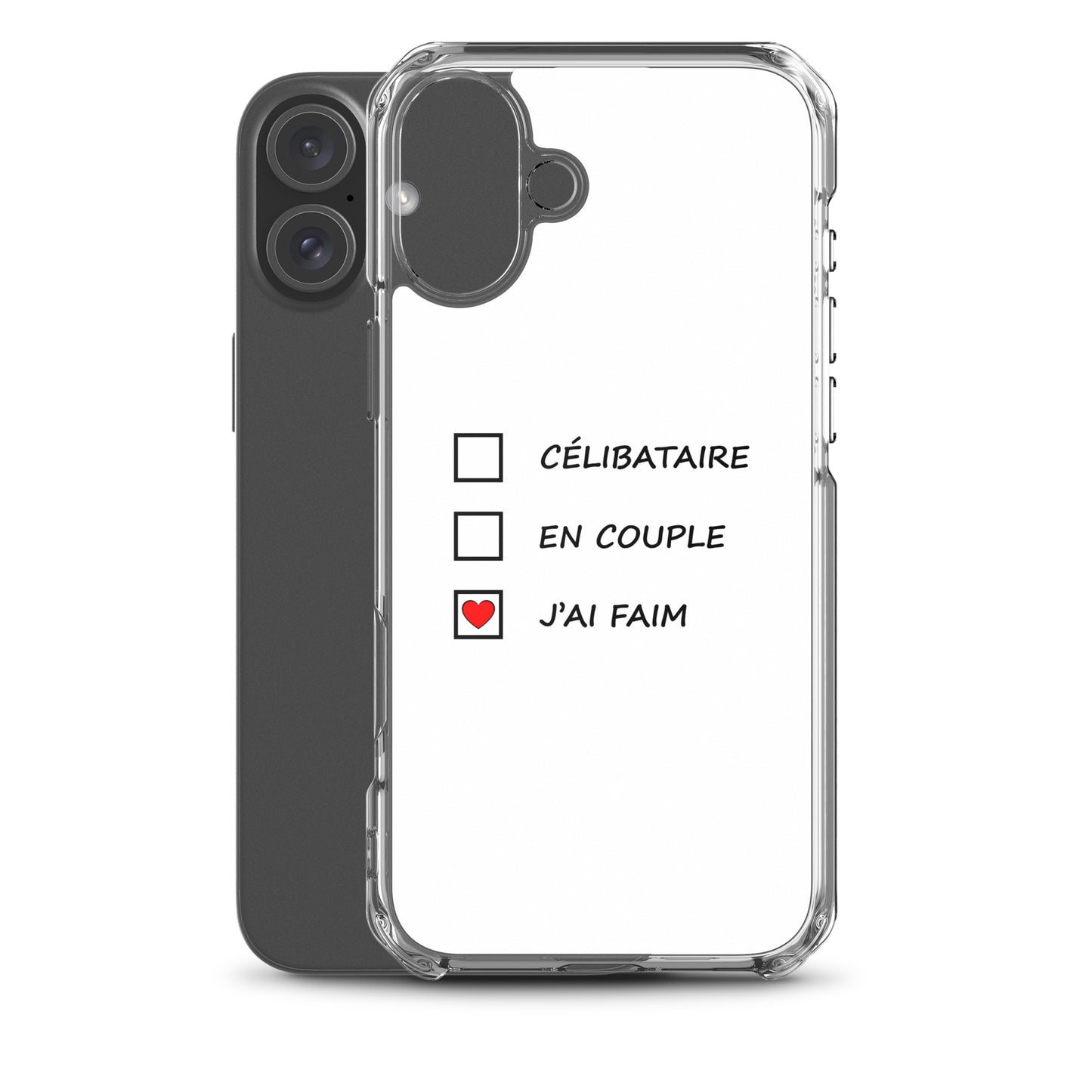 Coque iPhone Célibataire en couple j'ai faim cases à cocher - Sedurro