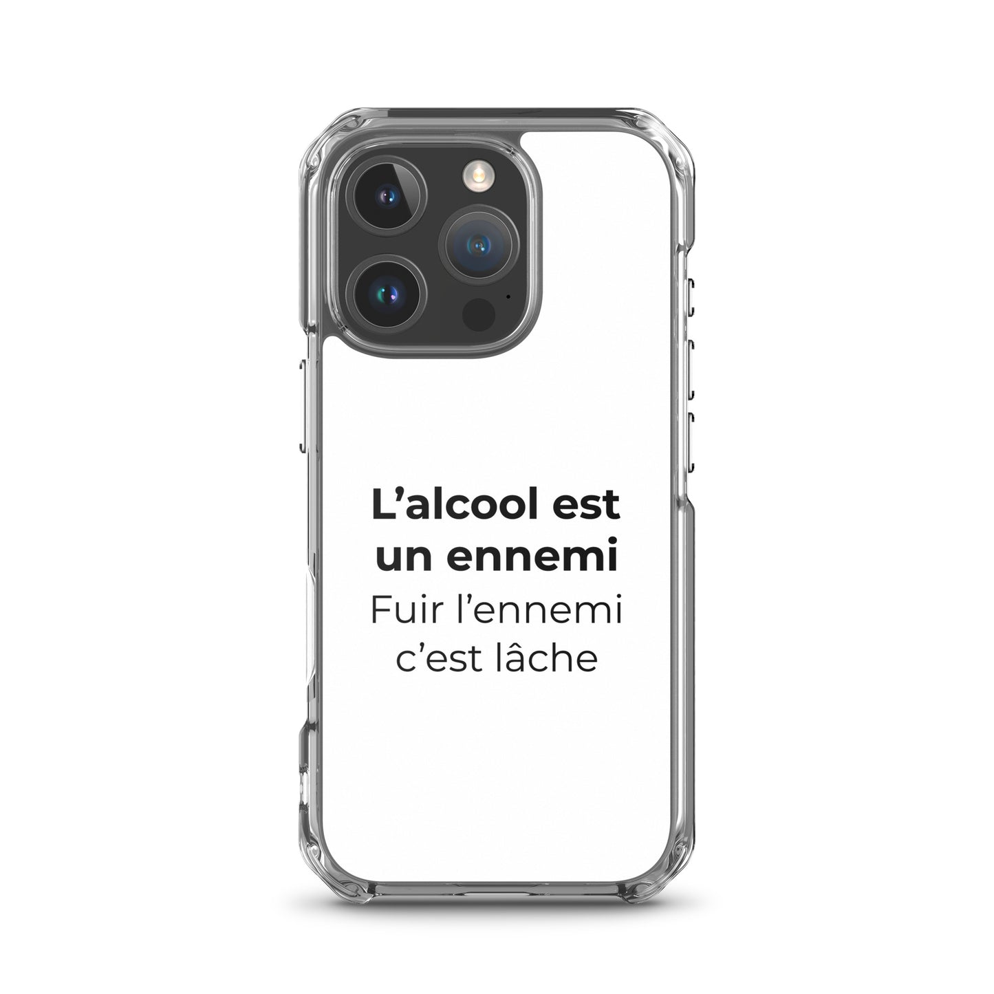 Coque iPhone L'alcool est un ennemi fuir l'ennemi c'est lâche iPhone 16 Pro - Sedurro