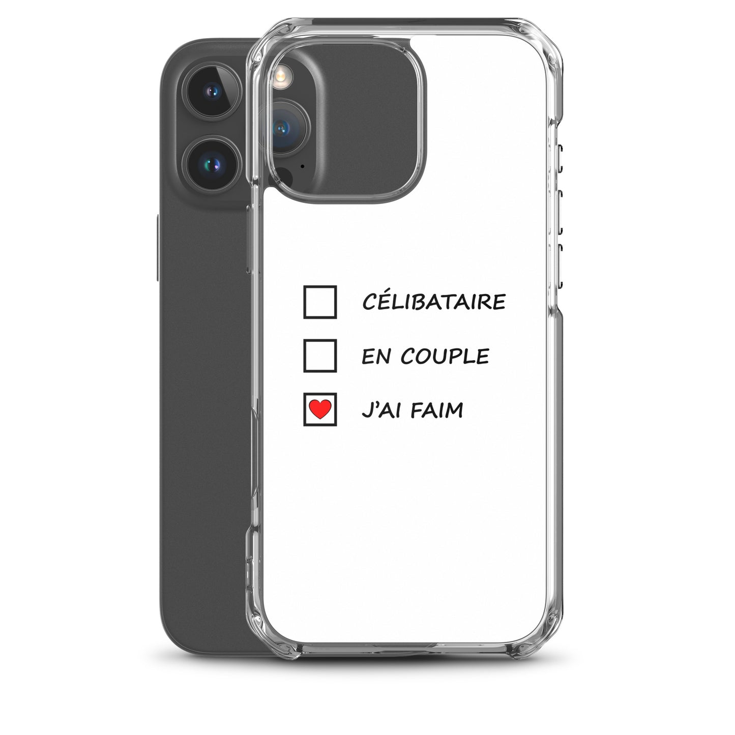 Coque iPhone Célibataire en couple j'ai faim cases à cocher - Sedurro