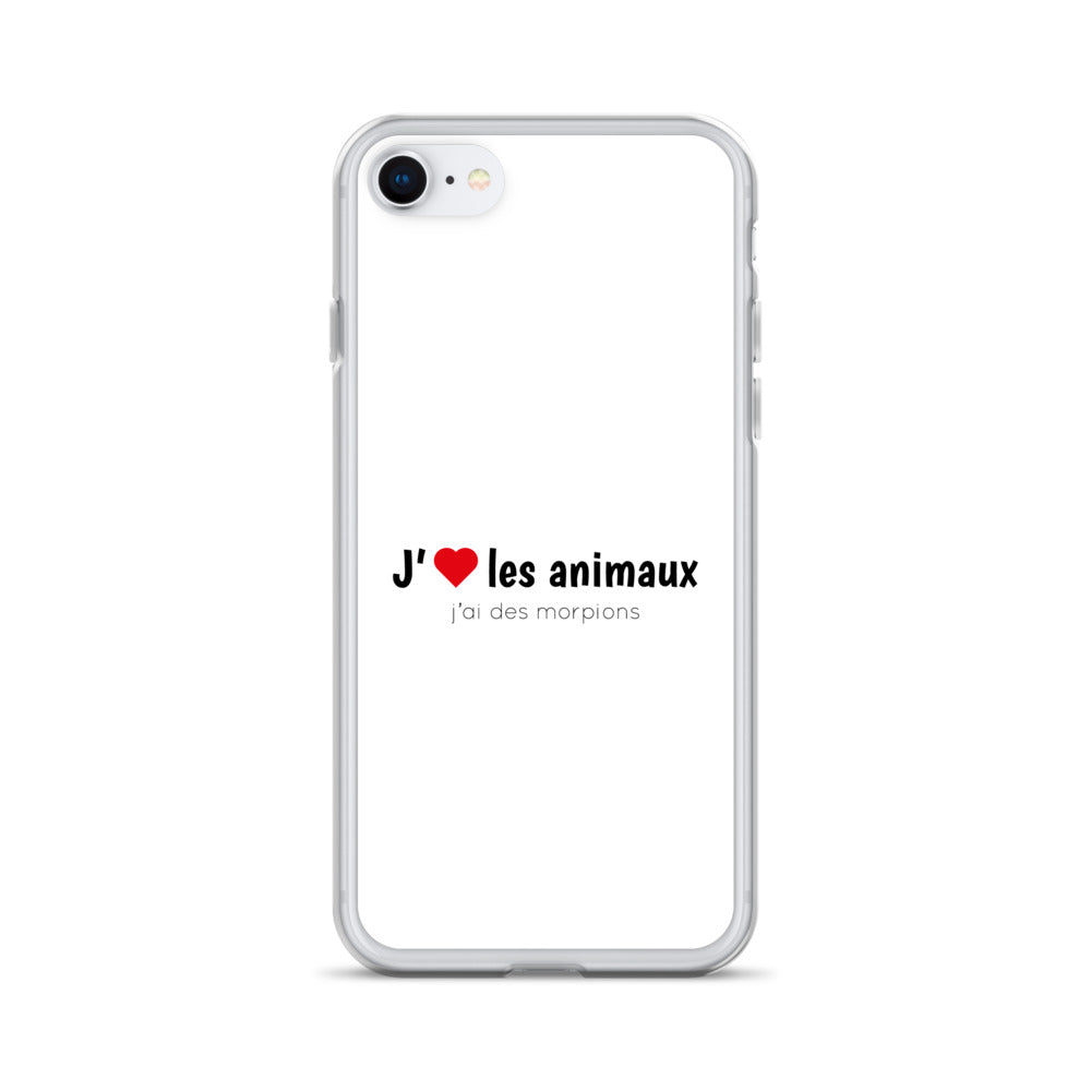 Coque iPhone J'aime les animaux j'ai des morpions - Sedurro