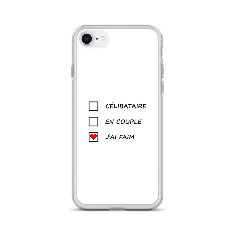 Coque iPhone Célibataire en couple j'ai faim cases à cocher iPhone 7 8 - Sedurro