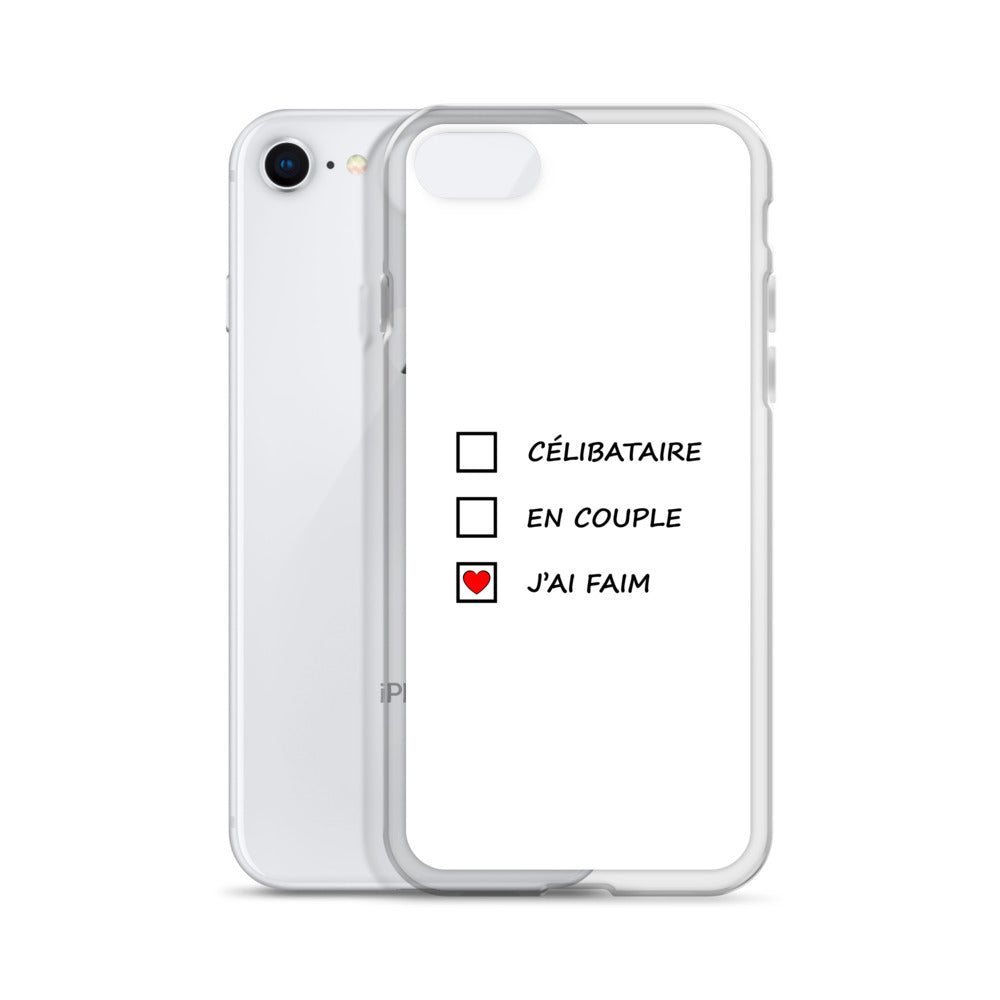 Coque iPhone Célibataire en couple j'ai faim cases à cocher - Sedurro