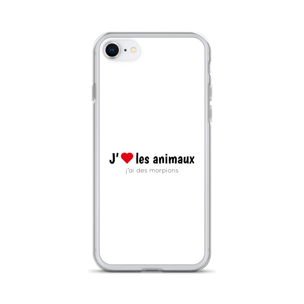 Coque iPhone J'aime les animaux j'ai des morpions - Sedurro