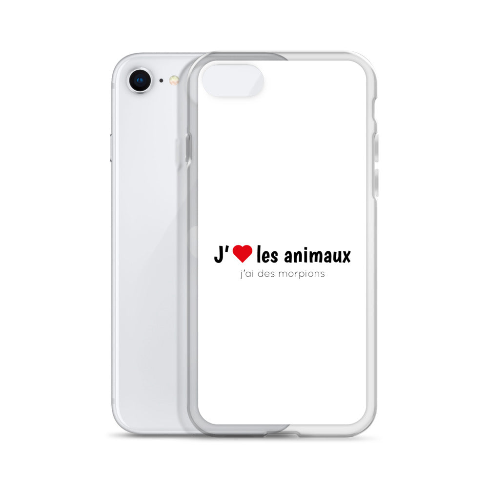 Coque iPhone J'aime les animaux j'ai des morpions - Sedurro