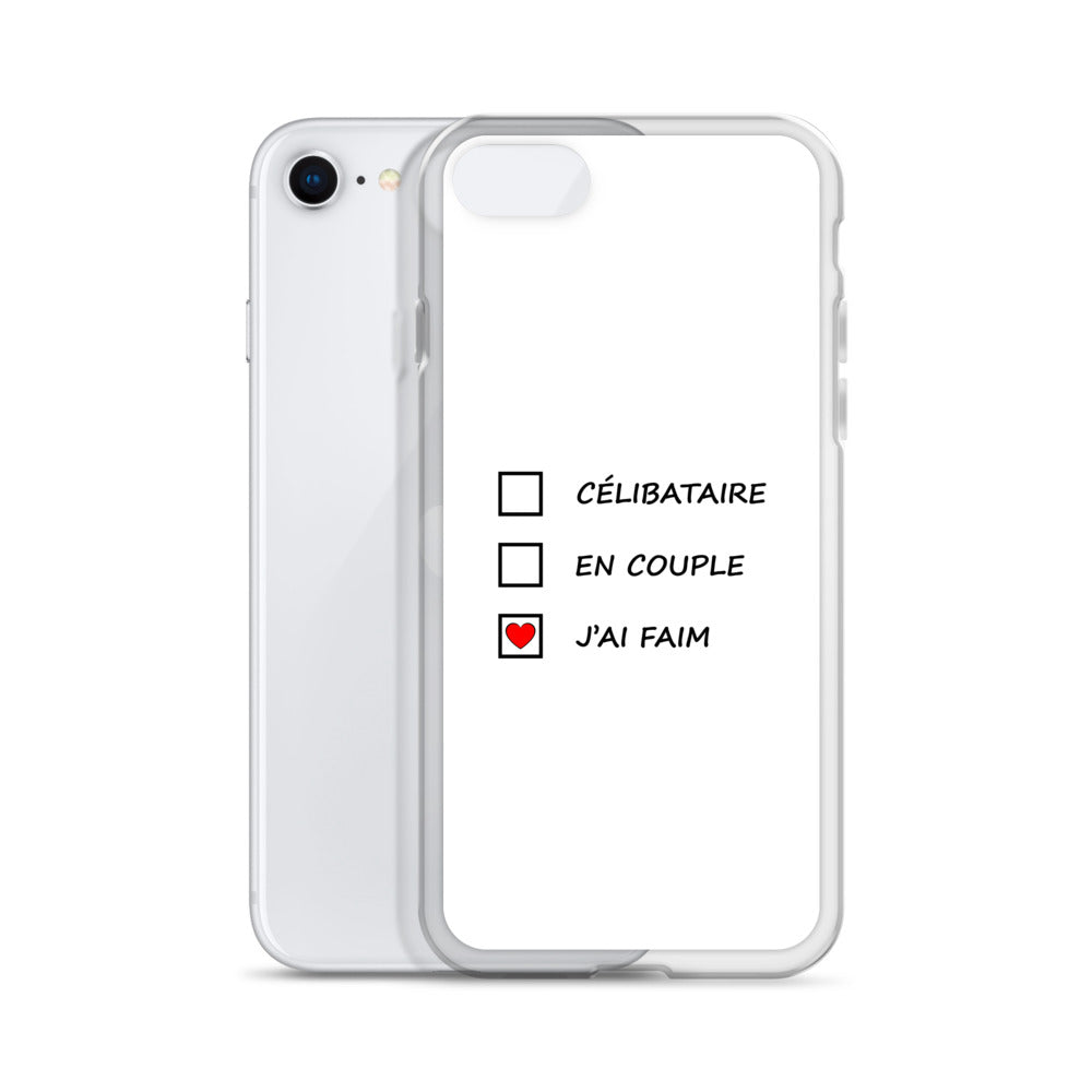Coque iPhone Célibataire en couple j'ai faim cases à cocher - Sedurro