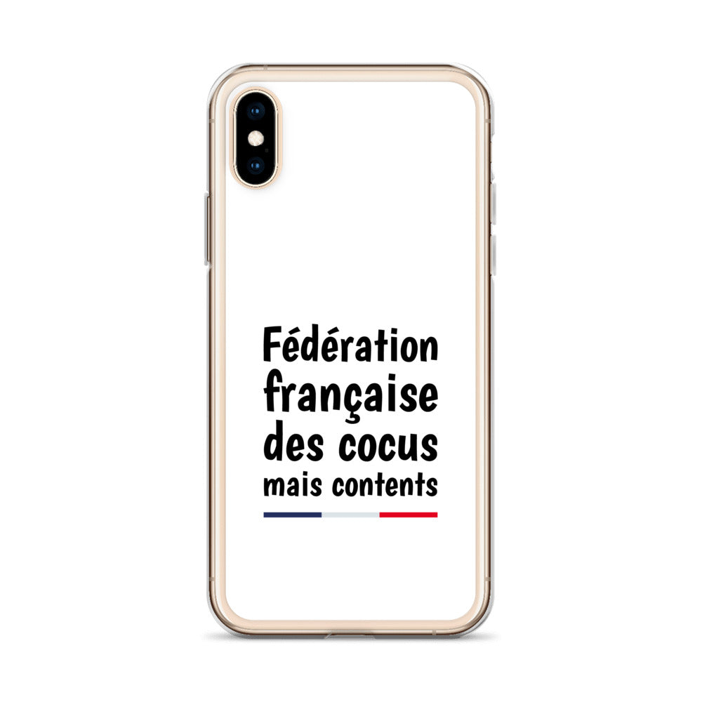 Coque iPhone Fédération française des cocus mais contents iPhone X XS - Sedurro