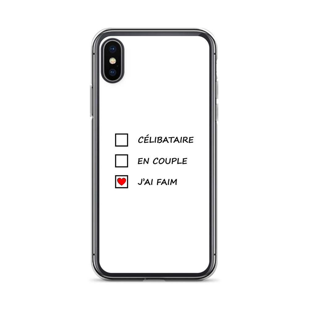 Coque iPhone Célibataire en couple j'ai faim cases à cocher iPhone X XS - Sedurro