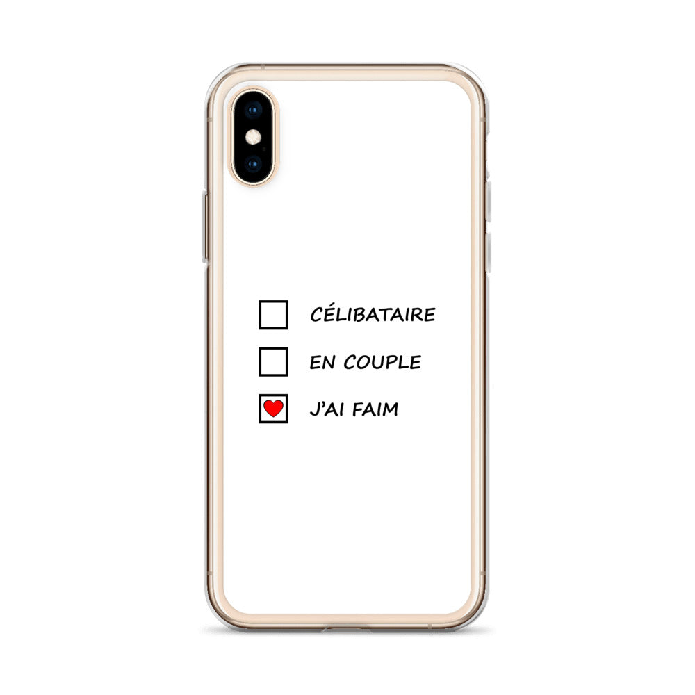 Coque iPhone Célibataire en couple j'ai faim cases à cocher - Sedurro