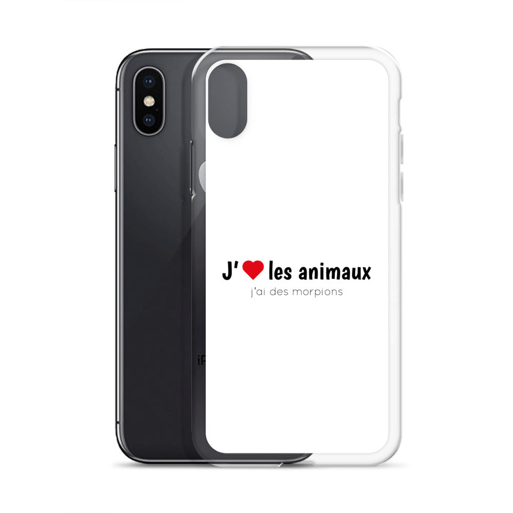 Coque iPhone J'aime les animaux j'ai des morpions - Sedurro