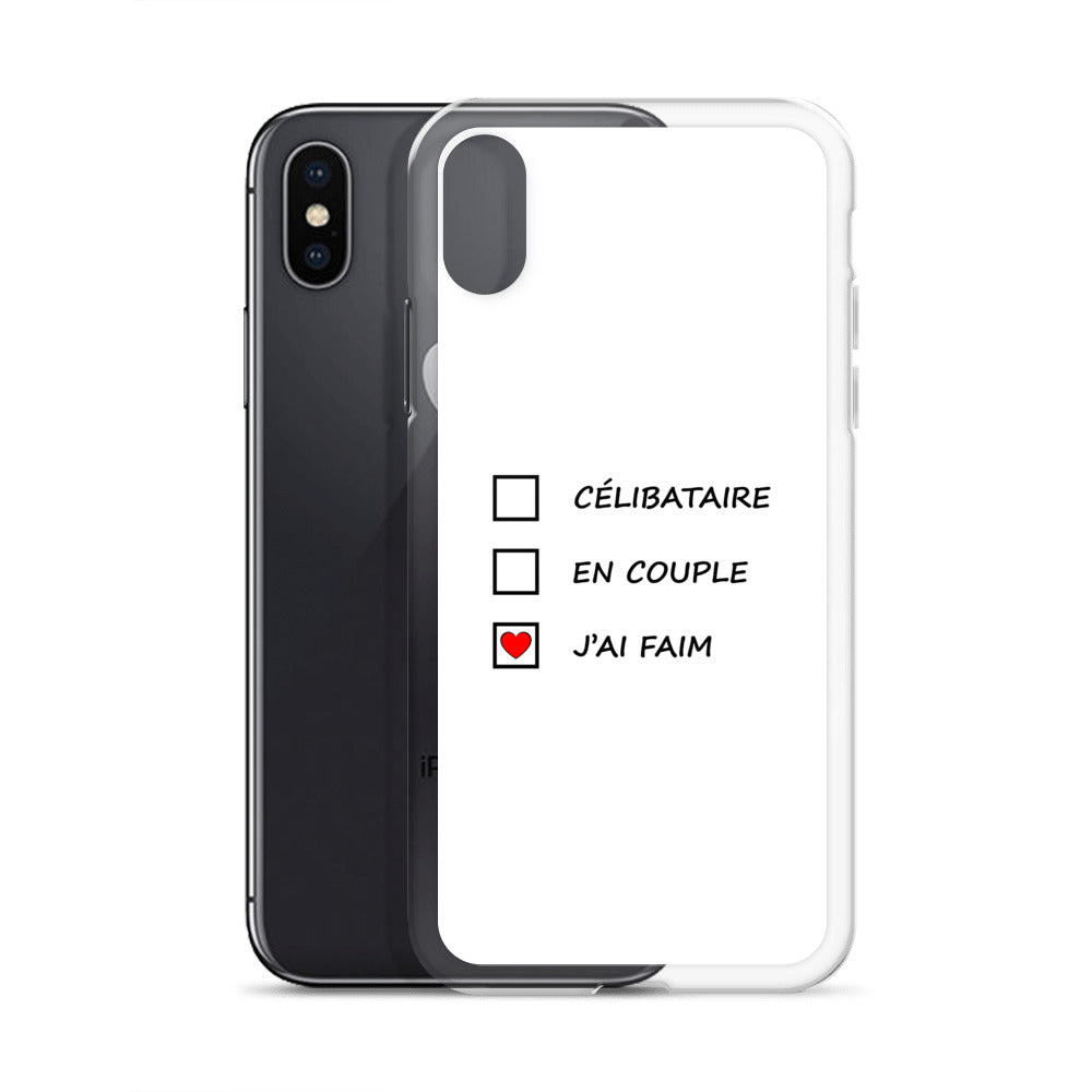 Coque iPhone Célibataire en couple j'ai faim cases à cocher - Sedurro