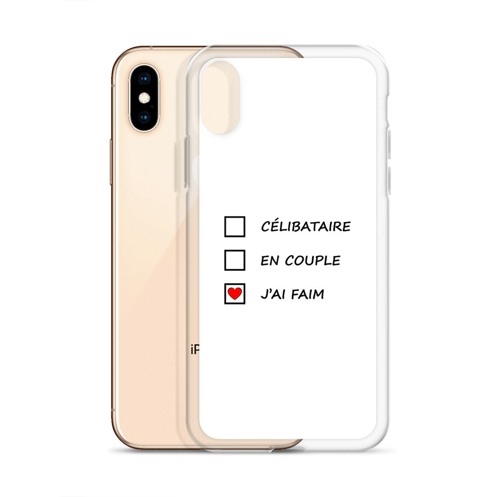 Coque iPhone Célibataire en couple j'ai faim cases à cocher - Sedurro