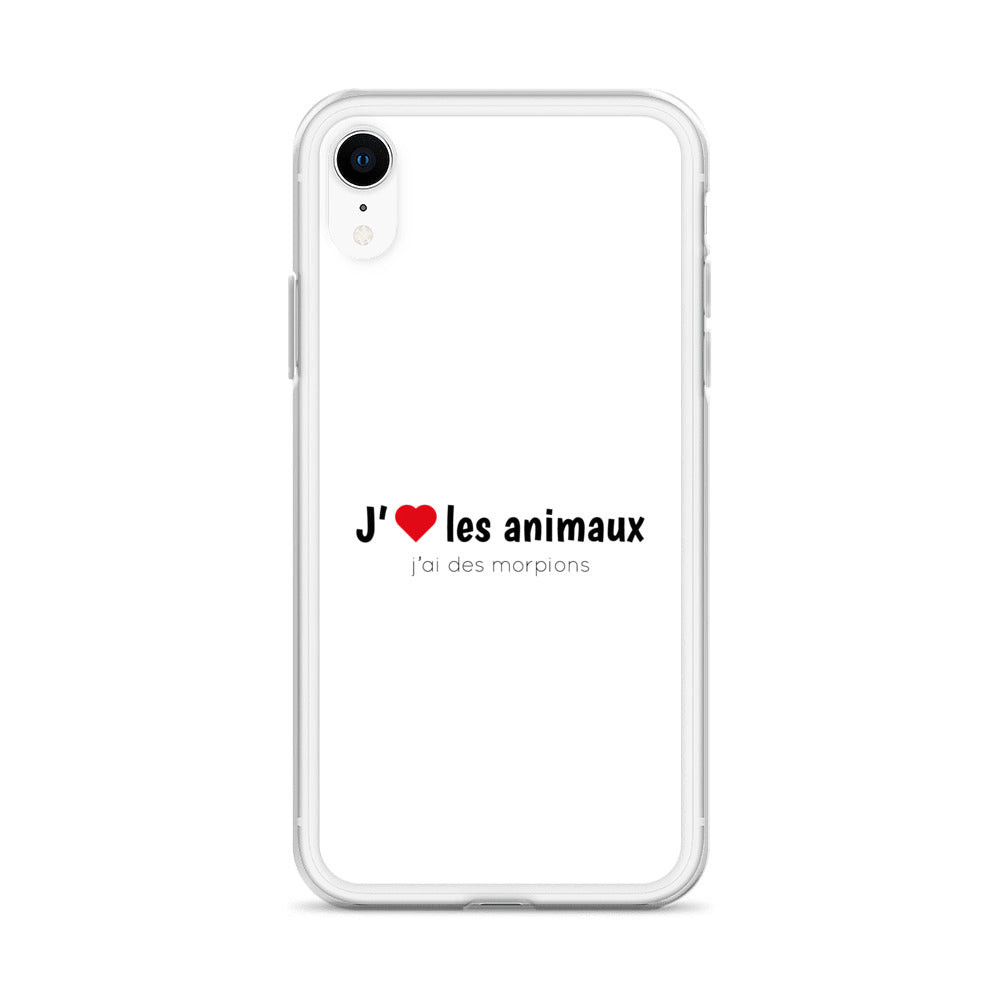 Coque iPhone J'aime les animaux j'ai des morpions - Sedurro