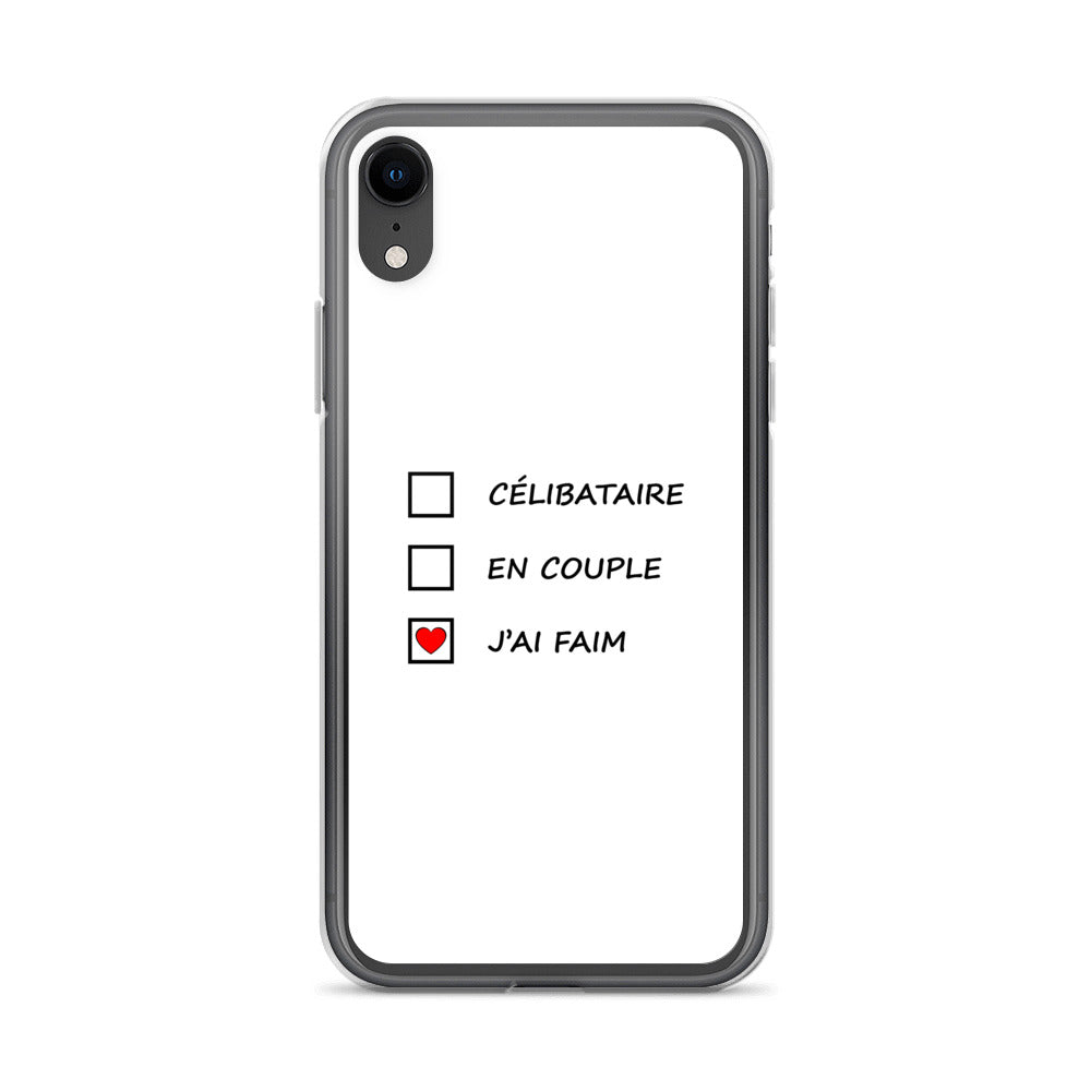 Coque iPhone Célibataire en couple j'ai faim cases à cocher iPhone XR - Sedurro