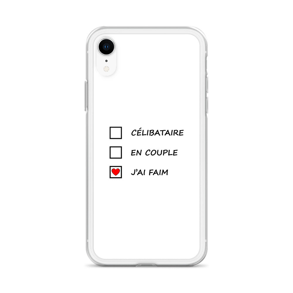 Coque iPhone Célibataire en couple j'ai faim cases à cocher - Sedurro