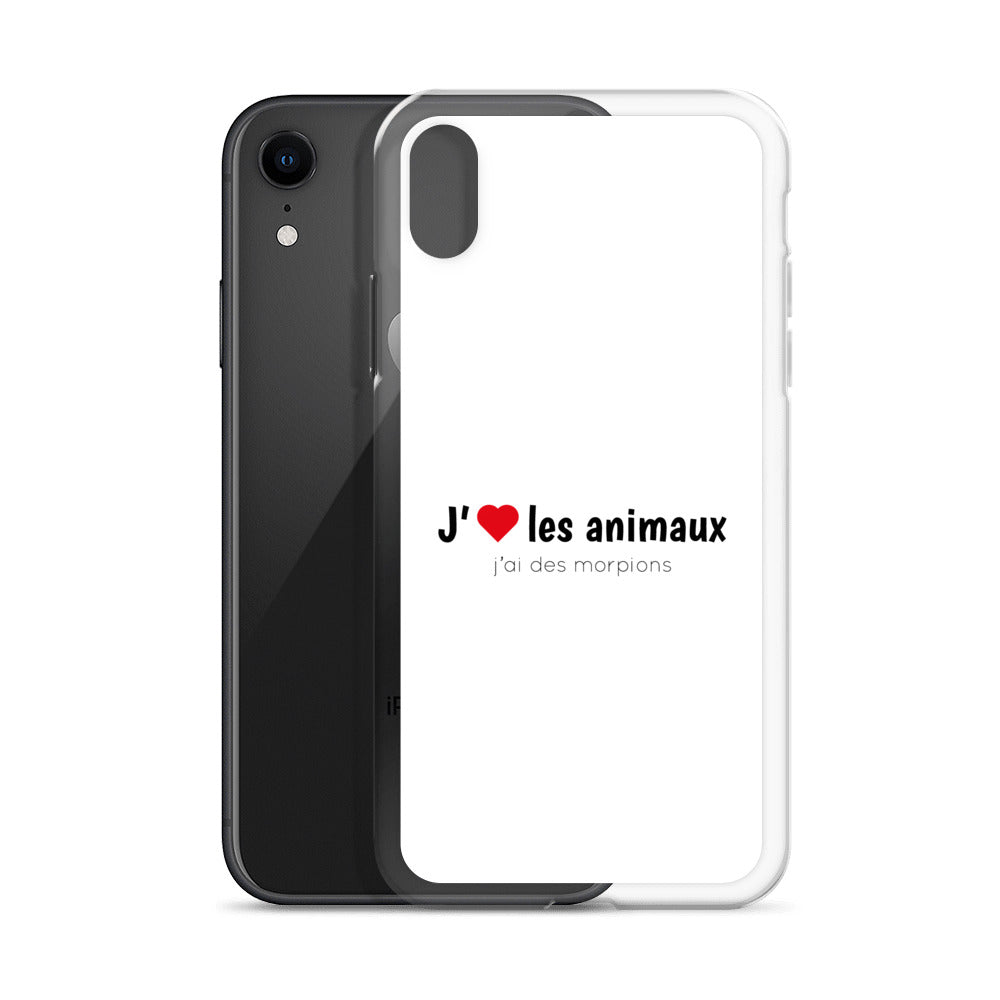 Coque iPhone J'aime les animaux j'ai des morpions - Sedurro
