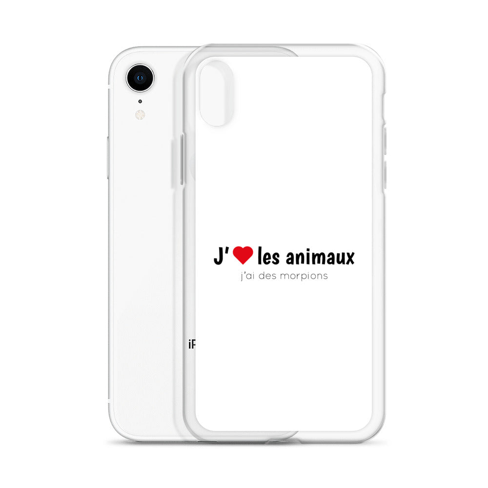 Coque iPhone J'aime les animaux j'ai des morpions - Sedurro