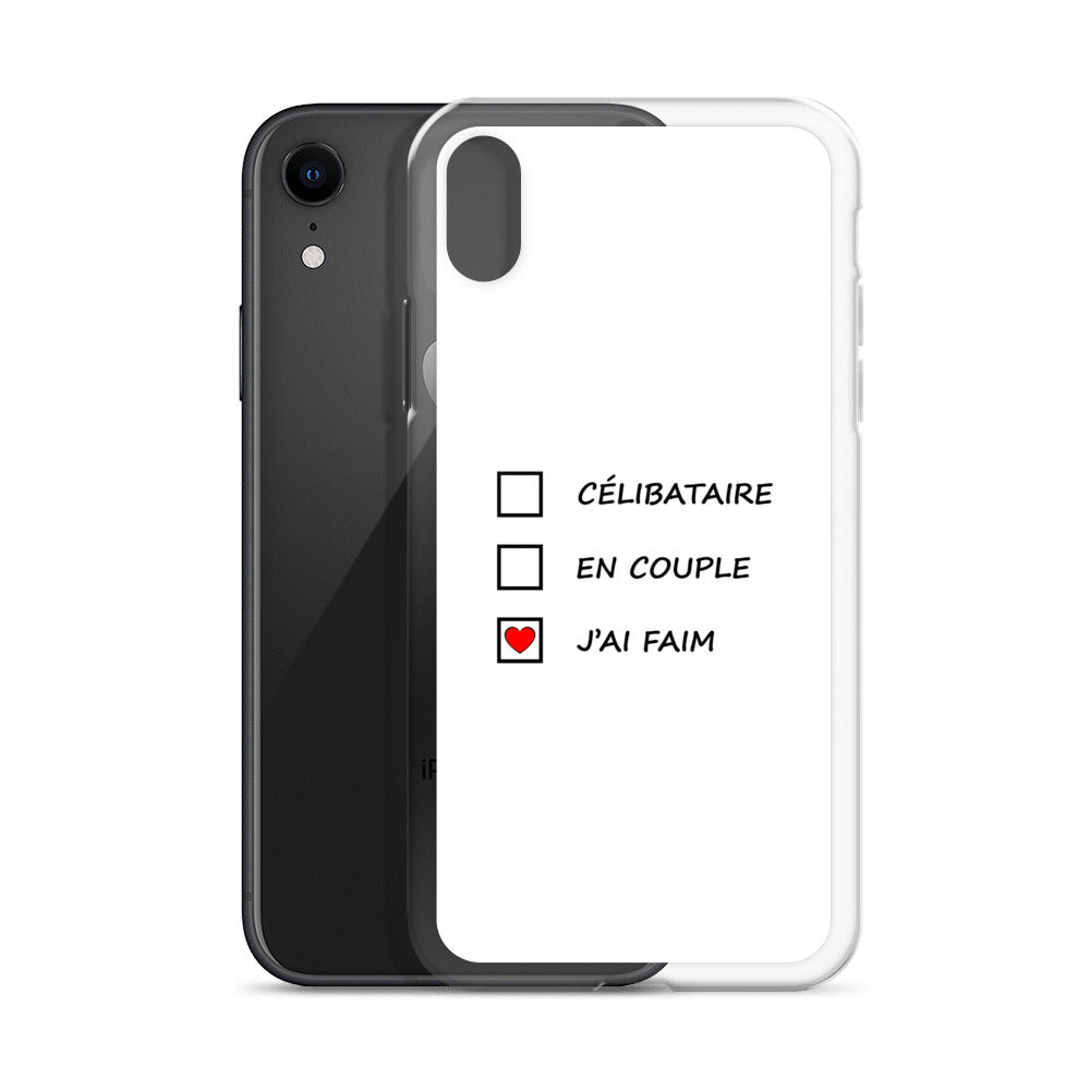 Coque iPhone Célibataire en couple j'ai faim cases à cocher - Sedurro