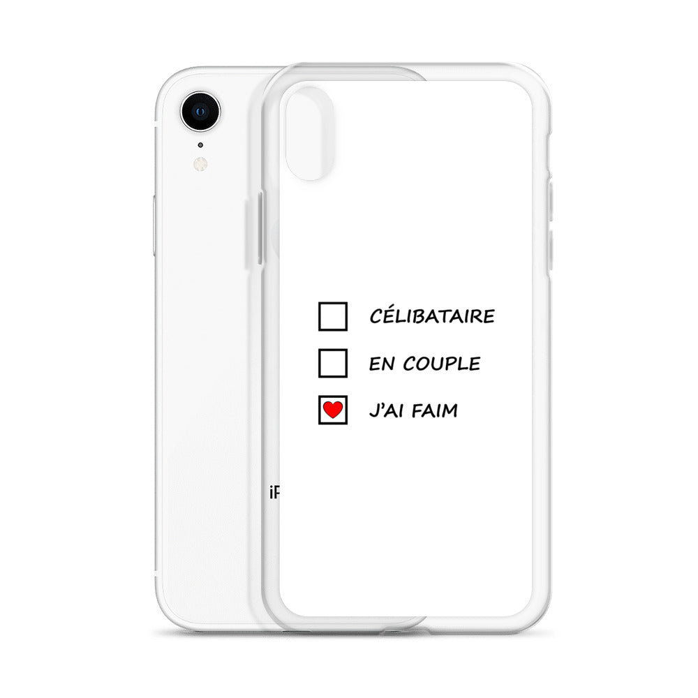 Coque iPhone Célibataire en couple j'ai faim cases à cocher - Sedurro