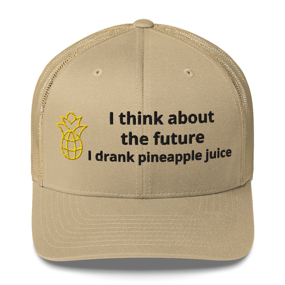 Casquette brodée I think about the future I drank pineapple juice - Sedurro