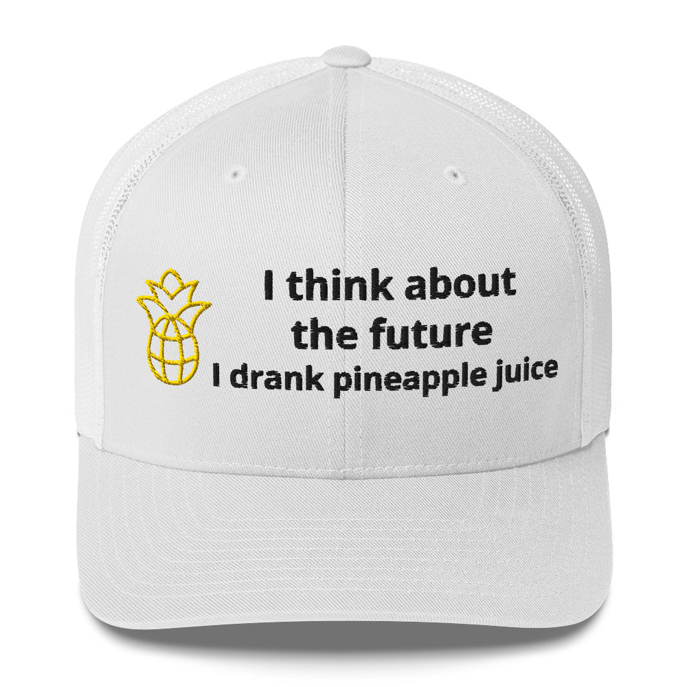 Casquette brodée I think about the future I drank pineapple juice - Sedurro