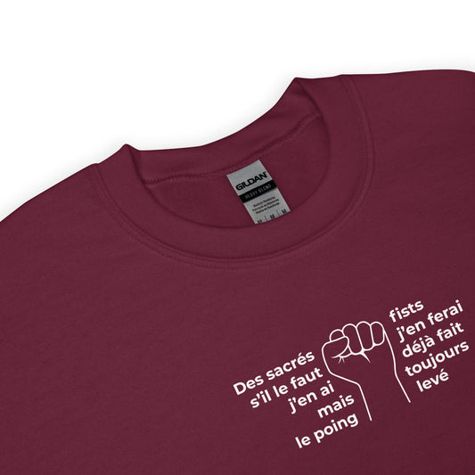 Sweat unisexe col rond Paroles des sacrés fists toujours le poing levé - Sedurro