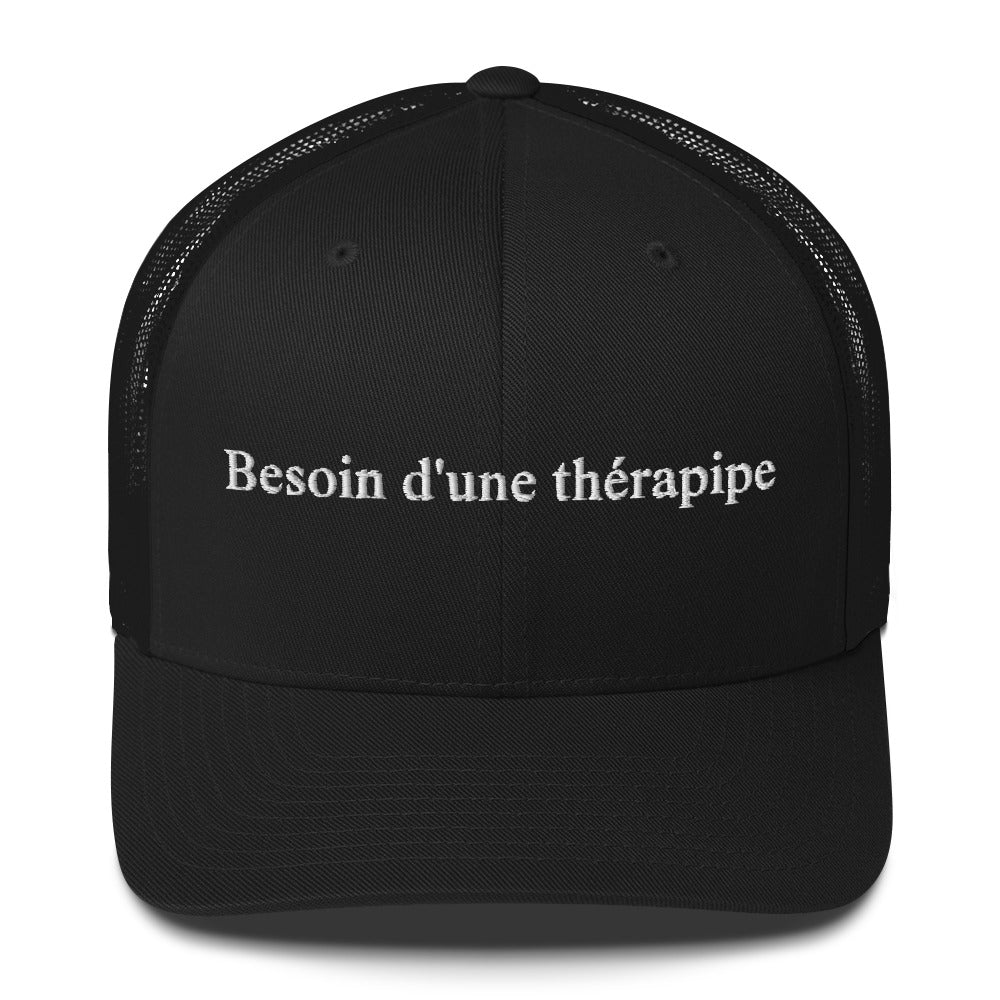 Casquette brodée Besoin d'une thérapipe Noir - Sedurro