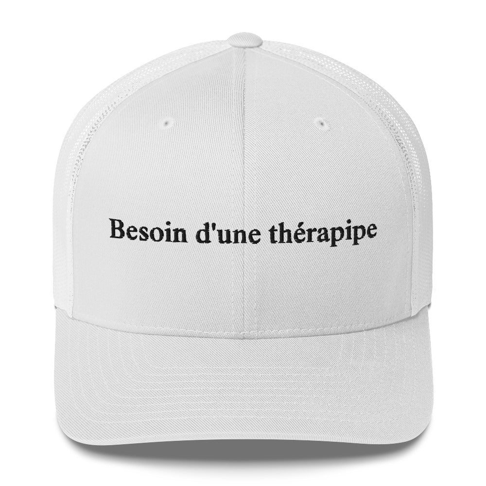 Casquette brodée Besoin d'une thérapipe Blanc - Sedurro