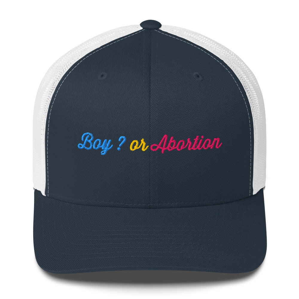 Casquette brodée Boy or abortion gender reveal Bleu Marine Blanc - Sedurro