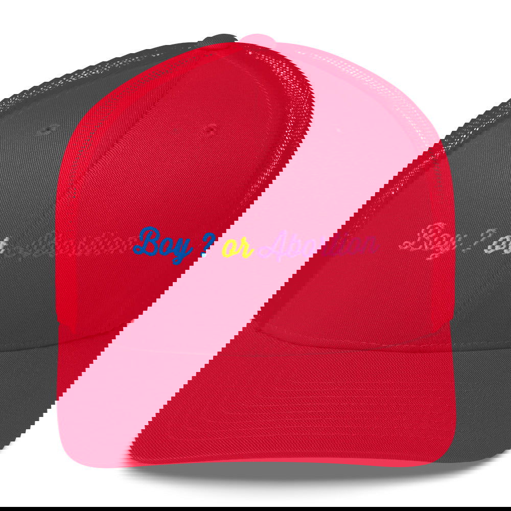 Casquette brodée Boy or abortion gender reveal Rouge - Sedurro