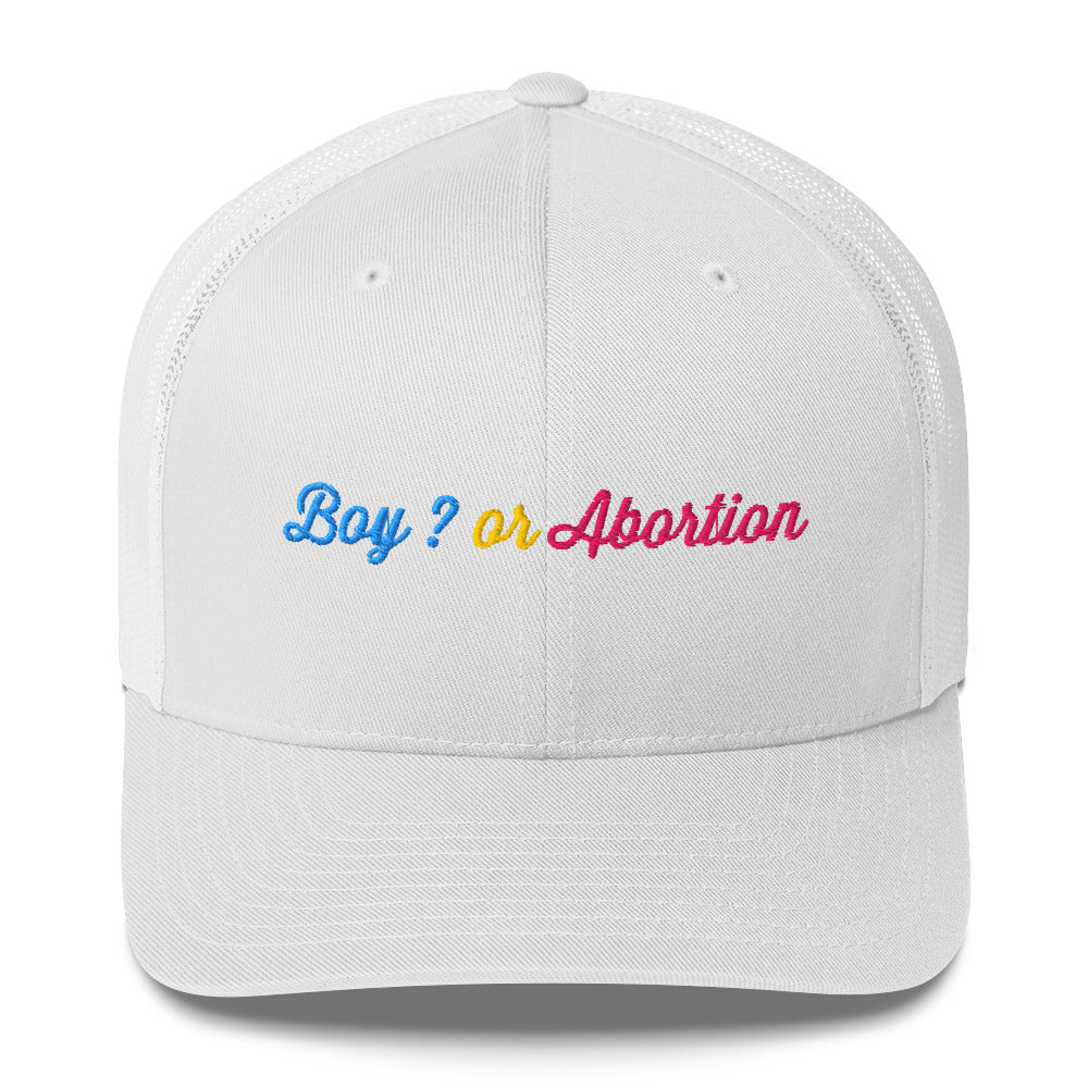 Casquette brodée Boy or abortion gender reveal Blanc - Sedurro