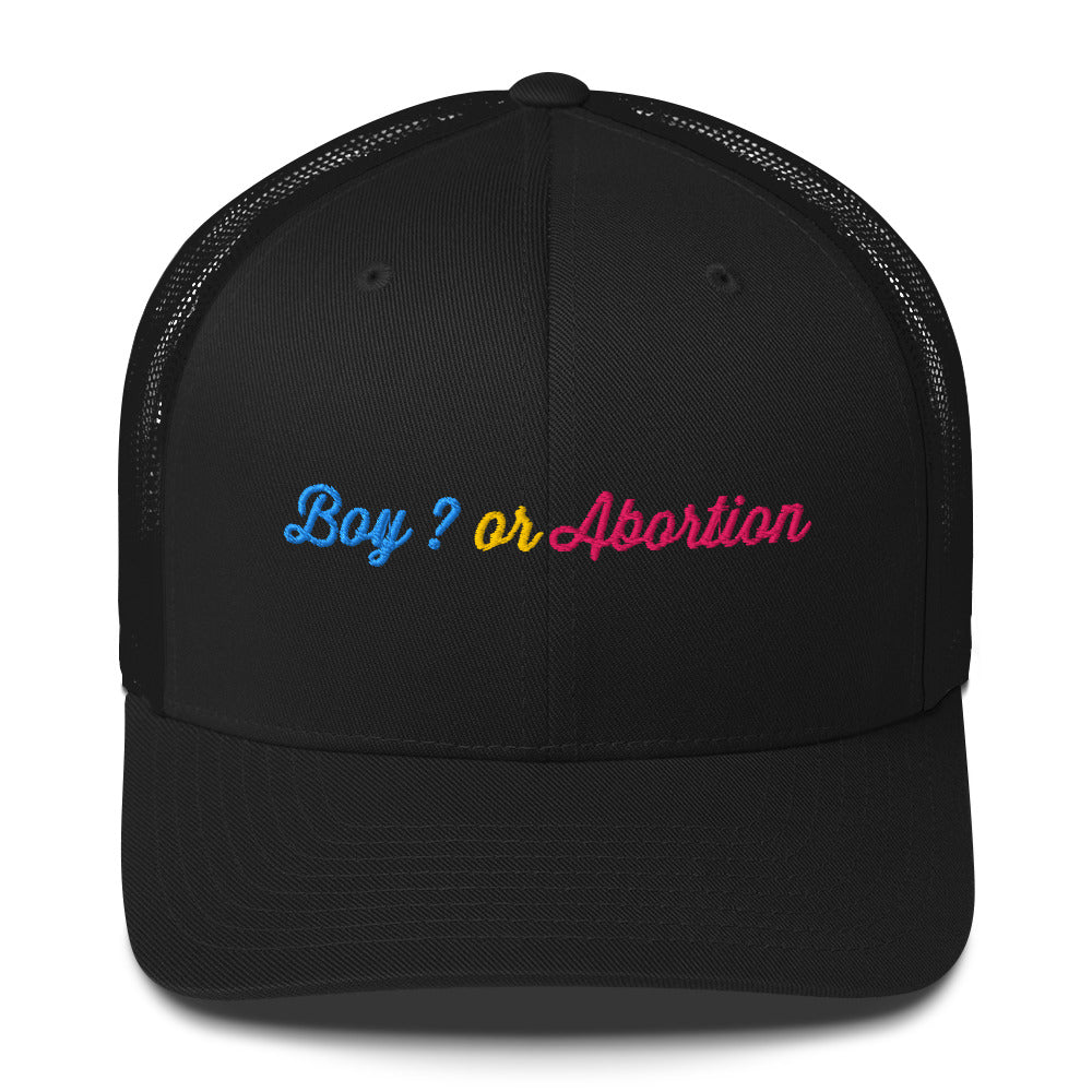 Casquette brodée Boy or abortion gender reveal Noir - Sedurro