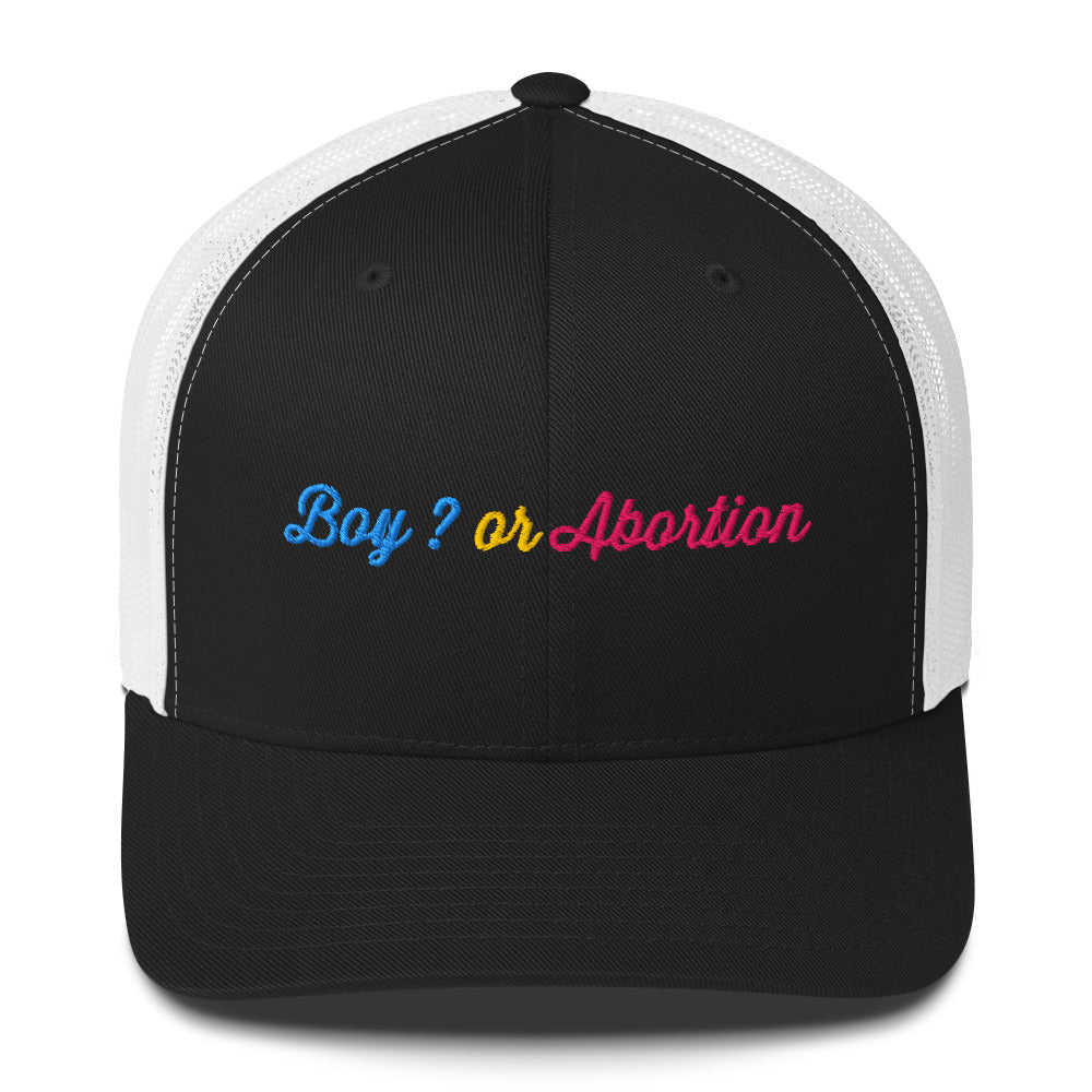Casquette brodée Boy or abortion gender reveal Noir Blanc - Sedurro
