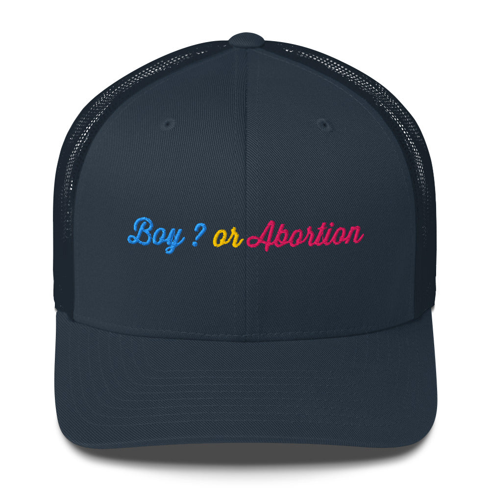 Casquette brodée Boy or abortion gender reveal Bleu Marine - Sedurro