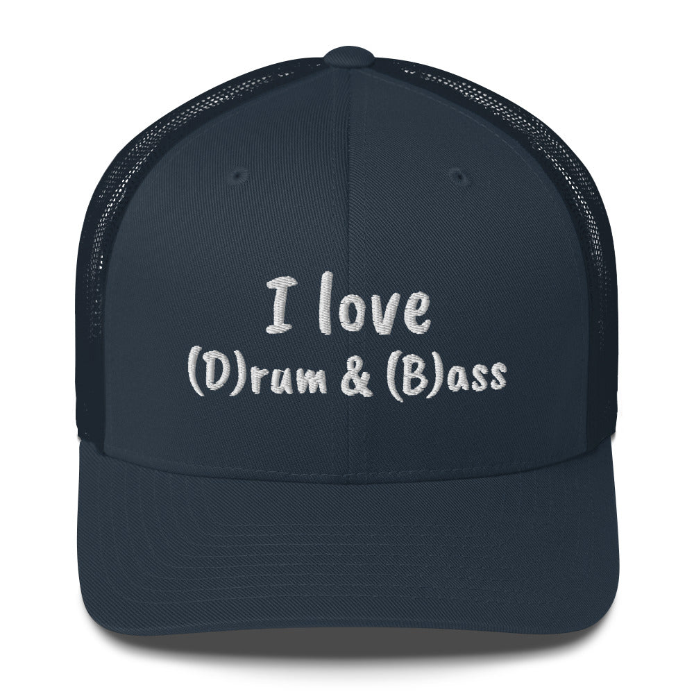 Casquette brodée I love (d)rum and (b)ass Bleu Marine - Sedurro
