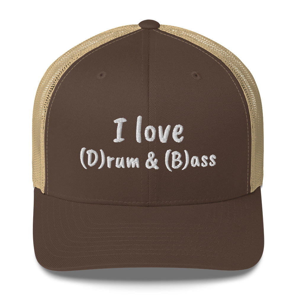 Casquette brodée I love (d)rum and (b)ass Marron Kaki - Sedurro