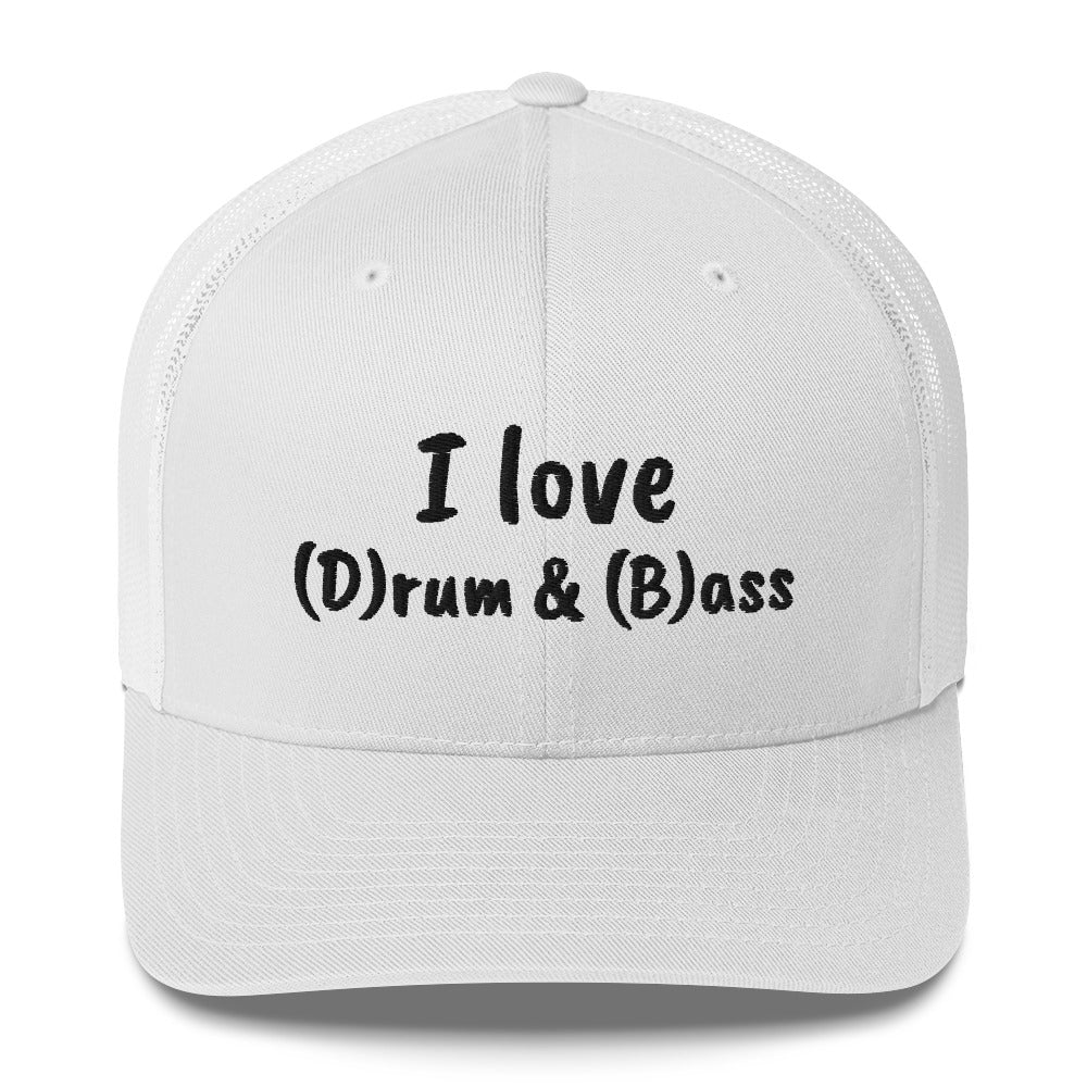 Casquette brodée I love (d)rum and (b)ass Blanc - Sedurro