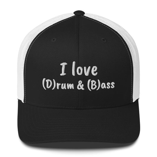 Casquette brodée I love (d)rum and (b)ass Noir Blanc - Sedurro