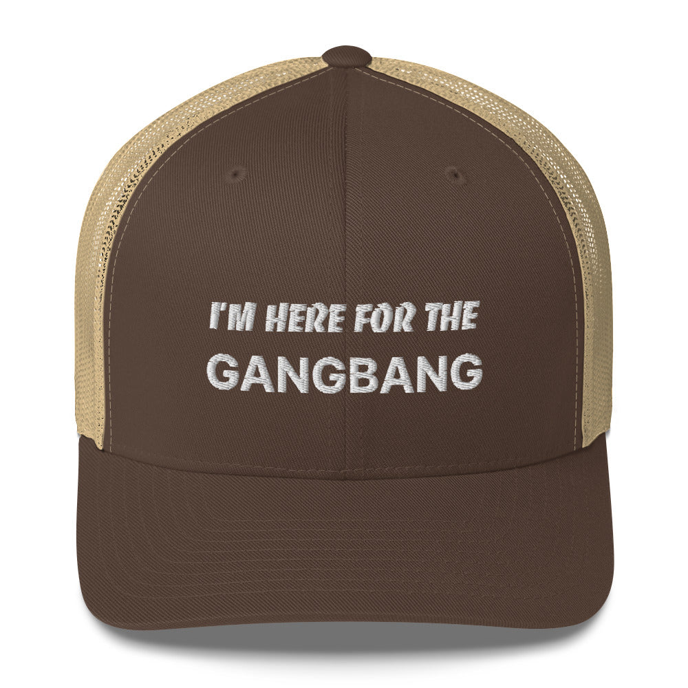 Casquette brodée I'm here for the gangbang Marron Kaki - Sedurro