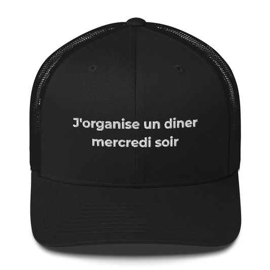 Casquette brodée J'organise un diner mercredi soir Noir - Sedurro
