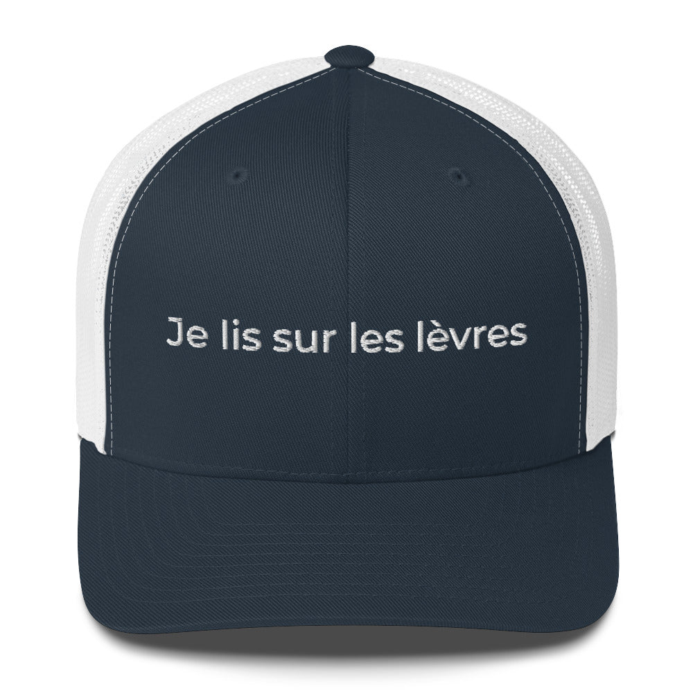 Casquette brodée Je lis sur les lèvres Bleu Marine Blanc - Sedurro