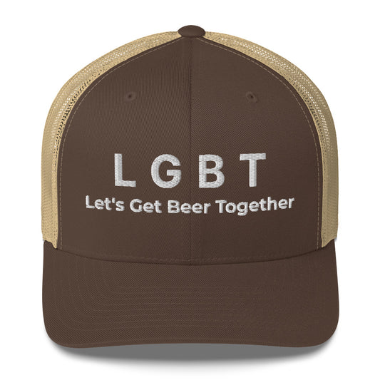 Casquette brodée LGBT Let's Get Beer Together Marron Kaki - Sedurro