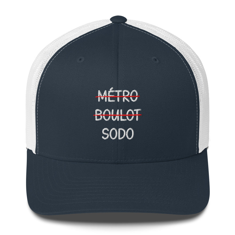 Casquette brodée Métro boulot sodo Bleu Marine Blanc - Sedurro