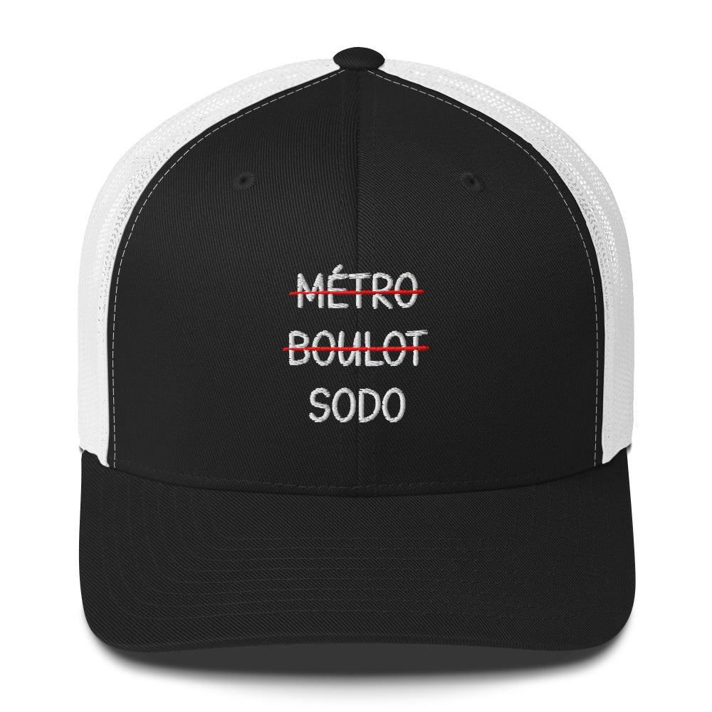 Casquette brodée Métro boulot sodo Noir Blanc - Sedurro
